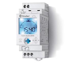 Finder 128182300000PAS Interrupteur Astro journalière digital avec Inverseur 16 A 230 V/Reserve de marche