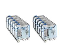 Finder 466190120040 Relais embrochable 1RT 16 A 12 Vdc avec Bouton test/Indicateur mécanique Cosse faston Agni en lot de 10 unités