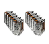 Finder 553480480054 Relais embrochable 4RT 7 A 48 Vac avec Bouton test/Indicateur mécanique/LED en lot de 10 unités