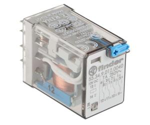 Finder 553490120040 Relais embrochable 4RT 7 A 12 Vdc avec Bouton test/Indicateur mécanique
