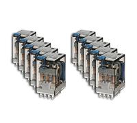 Finder 553490240094 Relais embrochable 4RT 7 A 24 Vdc avec Bouton test/Indicateur mécanique/LED/Diode en lot de 10 unités