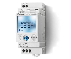 Finder Commutateur Heure Numérique NFC Hebdomadaire Type 12.61 Equipé de 1 contact d'échange 16 A. Avec écran LCD. Mode de programmation classique/smart