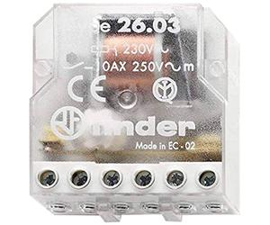 Finder Série 26 - Relais encastré déviation bipolaire contact ouvert + contact fermé 230 V
