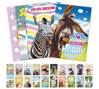 FindFunFine Lot de 58 cartes postales amusantes en forme d'animal - Cartes de vœux uniques « Thinking of You Missing You Missing You » - Cartes postales de 10,2 x 15,2 cm - Cadeaux pour enfants,