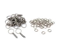 Findingking Plaqué Nickel Porte-Clés Anneaux W/Chaîne et Split Anneaux Bijoux Connecteurs 50 Pcs