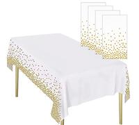 FINDIR 4PCS Nappe de Table de Fête Réutilisable Nappe à Pois Dorés Nappes Jetables Couverture de Table Rectangulaire pour Mariage Fête Anniversaire Pique-Nique (137 x 274cm)