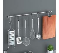 FINDIR Porte Ustensiles Cuisine Mural Inox Porte-ustensiles de Cuisine en Acier Inoxydable Barre de Crédence Cuisine Inox 40cm Crochet pour Ustensiles de Cuisine avec 7 Crochets
