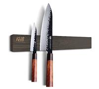 FINDKING Barre Magnétique en Bois de Frêne pour Couteaux, Support Magnétique pour Cuisine, Murale et Réfrigérateur, Installation sans Perçage (40CM, Marron Foncé, Sans Couteaux)