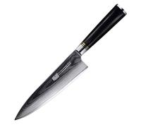 FINDKING Couteau de Chef Damas 20 cm, Manche Ébène, Cuisine Professionnelle