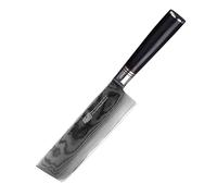 FINDKING Couteau Nakiri Damas 17 cm, Manche Ébène, Cuisine Professionnelle | 67 Couches Acier Damas, Noyau 10Cr15CoMoV, 60±2 HRC, Pour Légumes et Viande