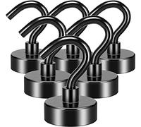 FINDMAG crochet magnétique, 6 pièces pour plus de 10 kg traction super fort néodyme aimant crochet, aimant avec crochet, crochet magnétique lourd noir pour suspension, cuisine, lieu de travail