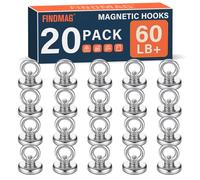 FINDMAG Lot de 20 crochets magnétiques robustes de 18 kg pour réfrigérateur, parfaits comme cintres de casier et aimants muraux pour portes de bateau de croisière, aimants puissants pour maintenir les