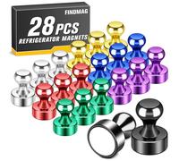 FINDMAG Lot de 28 aimants puissants pour Tableau Blanc, punaises magnétiques colorées pour réfrigérateur, Tableau effaçable à Sec, école, Cuisine, casier
