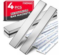 FINDMAG Lot de 4 barres aimantées en néodyme avec adhésif double face - 60 x 10 x 3 mm