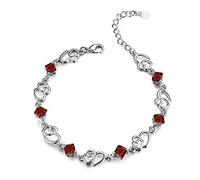 findout améthyste rouge bleu blanc coeur de cristal Bracelet argent rose, pour les femmes les filles.