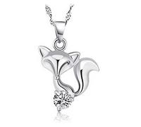 findout collier pendentif en argent incrusté de zircon diamant renard Sterling (de F042)