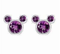 findout Mesdames Argent Sterling Cubic Zircons Améthyste Blanc Cristal Rose Mickey Mouse Boucles d'oreilles, pour Les Filles Enfants. (f1758)
