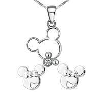 findout sterling creuse d'argent Mickey Mouse collier pendentif mignon + boucles d'oreilles .pour femmes filles. (1480)