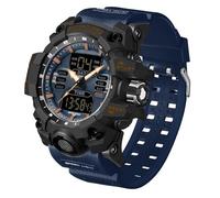 findtime Montre de sport militaire pour homme - Étanche - Montre numérique robuste avec rétroéclairage LED - Alarme et chronomètre, bleu/noir, Sangle