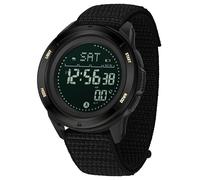 findtime Montre de sport pour homme avec boussole, podomètre, compteur de calories, montre étanche militaire, chronomètre, montre de course à pied, bracelet en nylon, Noir