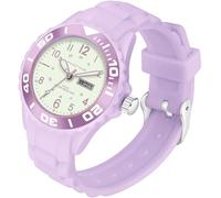 findtime Montre étanche pour femme fille étudiante bracelet en silicone couleur bonbon 24 heures avec trotteuse chiffres arabes colorés montre à quartz analogique avec date semaine, lilas, Moderne