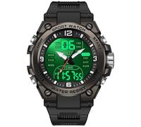 findtime Montre Homme Digitale Militaire Sport Montre Numérique Étanche Grande Écran 50M Montres de Sports Militaires à Quartz Analogique Double Temps LED Calendrier chronomètre 12/24H