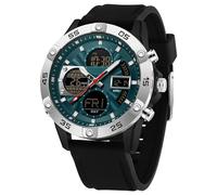 findtime Montre Militaire Homme Sport Design Unique Cadran Rond,Affichage Numérique Analogique, Double Fuseau, Chronomètre Étanche 5ATM