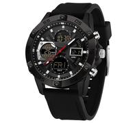 findtime Montre Militaire Homme Sport Design Unique Cadran Rond,Affichage Numérique Analogique, Double Fuseau, Chronomètre Étanche 5ATM