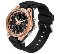 Findtime Montre Numérique de Sport pour Femmes Montres Imperméables de Course Montres de Poignet Militaires pour Femmes avec Compte à Rebours Tactique et Alarme Minuteur, Noir / Doré / Rose, Sportif