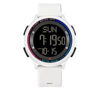 findtime Montre numérique pour femme - Étanche à 5 ATM - Double temps - Compte à rebours - Montre de sport fine avec chiffres lumineux - Pour jeunes femmes et filles - Rose, Blanc., lanière