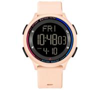 findtime Montre numérique pour femme - Étanche à 5 ATM - Double temps - Compte à rebours - Montre de sport fine avec chiffres lumineux - Pour jeunes femmes et filles - Rose, Rose, lanière