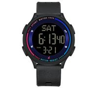 findtime Montre numérique pour femme - Étanche à 5 ATM - Double temps - Compte à rebours - Montre de sport fine avec chiffres lumineux - Pour jeunes femmes et filles - Rose, Noir bleu, lanière