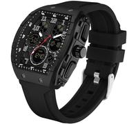 findtime Montre rectangulaire pour homme - Design cool et créatif - Montre numérique à quartz analogique - Avec double minuteur - Chronomètre - Étanche jusqu'à 5 ATM - Blanc, Noir