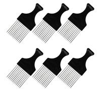 findTop Lot de 6 peignes afro en métal pour démêler perruque, tresse, peigne de coiffure, outil de coiffure, noir