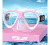 Findway Masque de Plongée Enfant Lunettes de Plongée pour 4,5,6,7,8,9,10,11,12 Ans, Masque Snorkeling Enfant en Verre Trempé, Protection UV Garçons et Filles Lunettes de Natation Rose Blanc