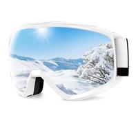 Findway Masque de Ski, Lunette de Ski pour Homme Femme Adulte, Masqué Ski OTG pour Ski et Snowboard Anti-buée, Anti-UV Argent Photochromique Lentille Sphérique