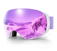 Findway Masque de Ski Magnetique, Lunettes de Ski Femme Homme Junior OTG pour Snowboard et Ski Anti-buée, Anti-UV 400, Lentille Sphérique