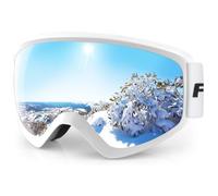 Findway Masque de Ski Protection pour Enfant Lunette Ski Masque Ski OTG de Garçon ou Fille Anti-UV Antibuée Compatible avec Casque pour Ski Snowboard Autres Sports Hiver (Lentille Argent (VLT 21%))