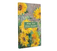 Fine Art Agenda semainier 2026 fin | Agenda de poche à couverture rigide avec planification prospective, nénuphars Monet et couvertures de tournesols Van Gogh