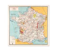 Fine Art Prints Bourguignon 1932 Carte de France Gastronomie Gastronomie Grande affiche murale imprimée papier épais 61 x 61 cm