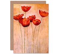 Fine Art Prints Cpdt0004 Carte de Vœux de Peinture de Coquelicots Rouges avec Enveloppe Intérieure de Qualité Supérieure