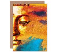 Fine Art Prints Cpdt0006 Carte de Voeux Bouddha Face Gold Collage avec Enveloppe Intérieure de Qualité Supérieure