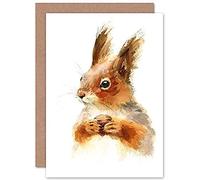 Fine Art Prints Cpdt0190 Carte de Vœux d'Écureuil avec Écrou avec Enveloppe Intérieure de Qualité Supérieure