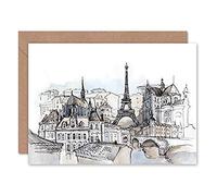 Fine Art Prints France Ink Drawing Carte de Vœux Paris avec Enveloppe Intérieure de Qualité Supérieure