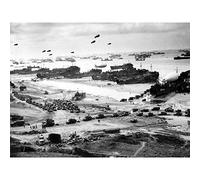 Fine Art Prints Grande Affiche Murale de la Seconde Guerre Mondiale des Navires d'Atterrissage des États-Unis Omaha Beach D-Day 1944 en Papier Épais 18X24