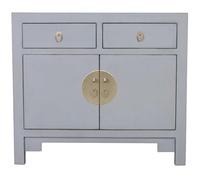 Fine Asianliving Armoire Chinoise Gris Pastel - Orientique Collection L90xP40xH80cm Armoire Chinoise Meubles Chinois Mobilier Oriental Asiatique Mandarin Pekin