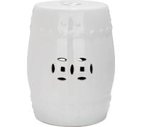 Fine Asianliving Céramique Tabouret de jardin Porcelaine Céramique émaillée Tabouret chinois Drum Tabouret Garden Stool Pour Intérieur/Extérieur 242-400-White