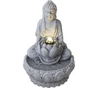 Fine Asianliving Fontaine d'intérieur Bouddha en grès sur lotus 21.5x22x31.2cm