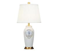 Fine Asianliving Lampe de Table en Porcelaine Chinoise Contemporaine Lotus D.42xH81cm Lampes de Chevet Chinoise en Céramique Oriental Asiatique Avec abat-jour E27