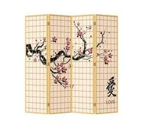 Fine Asianliving Paravent Intérieur L120xH180cm - Séparateur de Pièces Amovible Japonais Oriental Chinois - Cloison de Séparation Toile Imprimée Déco des Deux Côtés